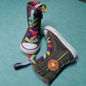 Rainbow high top converse grey